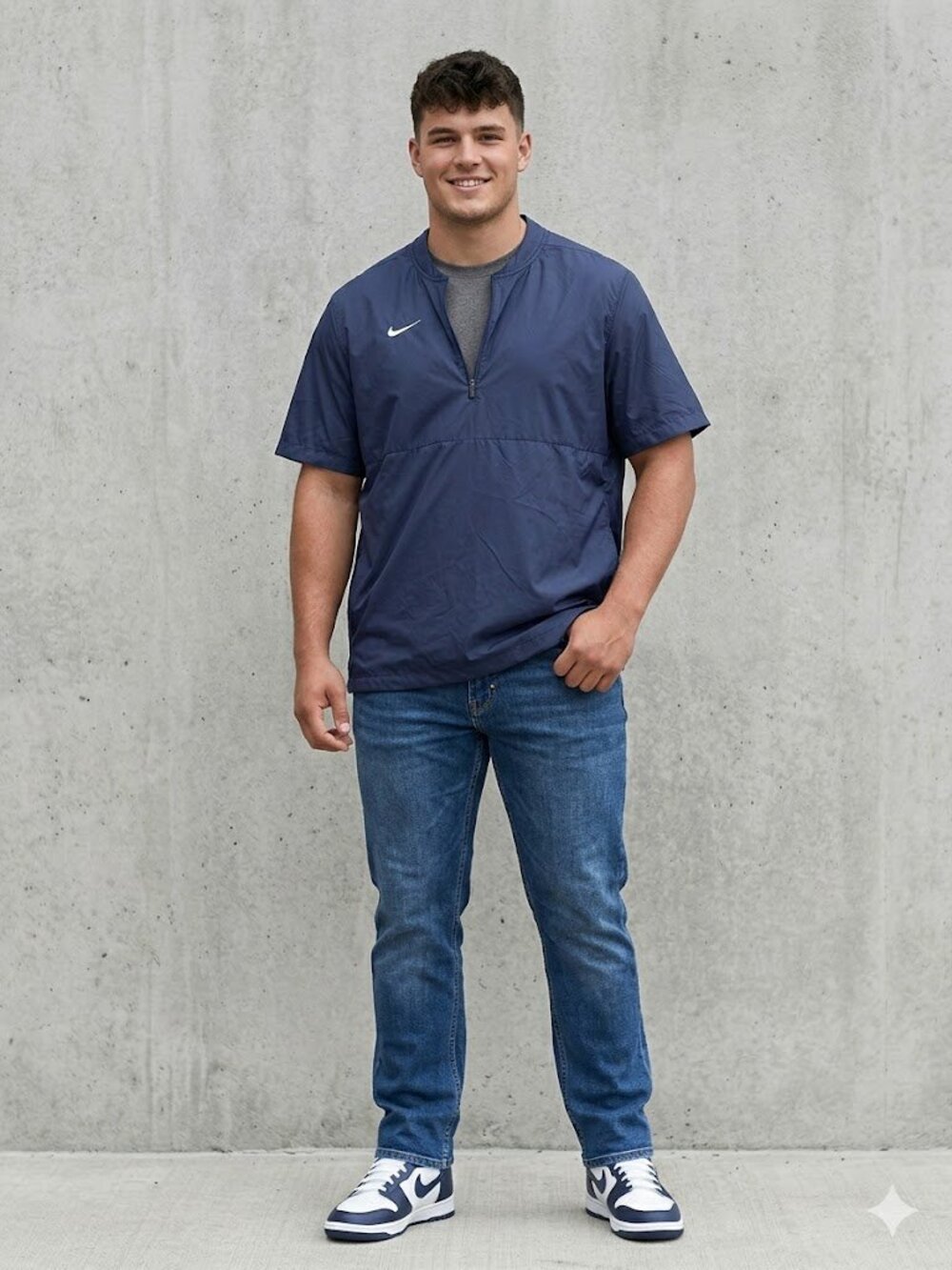 Nike Navy Blue Short Sleeve Quarter Zip Windbreaker Pullover Jacket Men’s 3XL